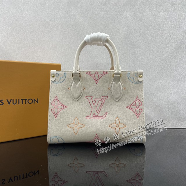 Lv路易威登2023專櫃秋季新款OnTheGo小號手袋 LV壓紋皮革托特包購物袋 M46629 ydh5169